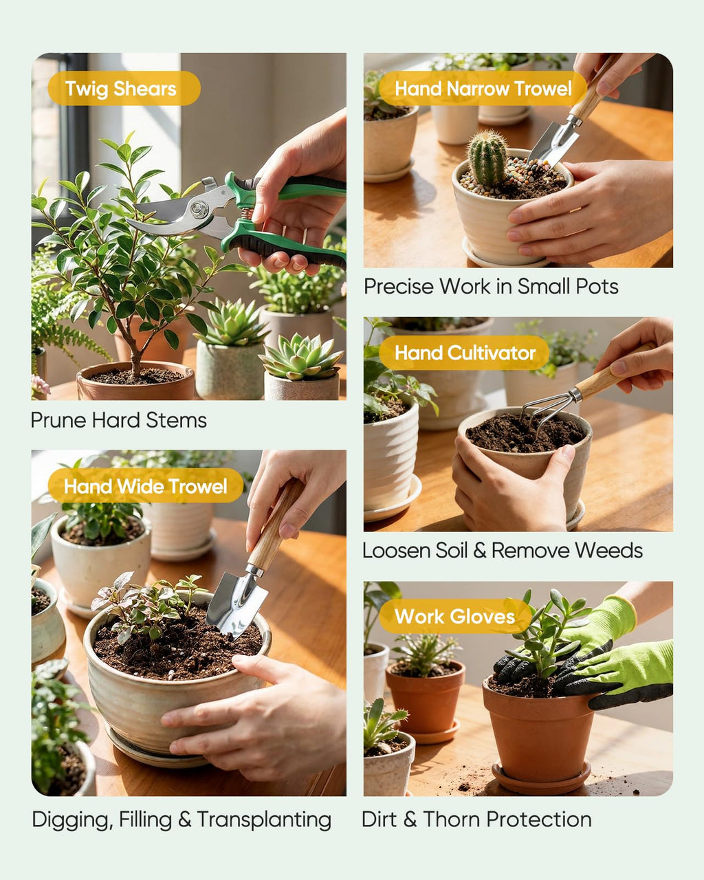 Grenebo 7-Piece Garden Tool Set with Plant Repotting Mat