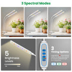 Aumtrly Plant Lights for Indoor Growing, 2 Head White Clip on Grow Lamp