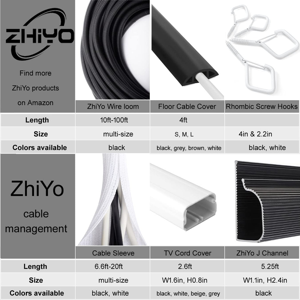 ZhiYo 100 FT 1/4" Wire Loom Split Tubing Auto Wire Conduit
