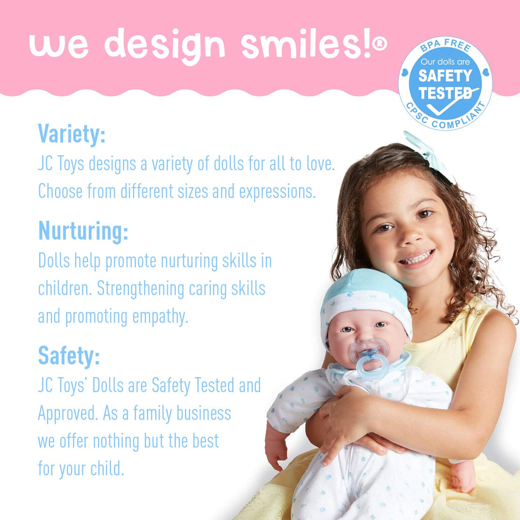 Caucasian 20-inch Large Soft Body Baby Doll | JC Toys - La Baby | Washable |Removable Blue Outfit w/ Hat and Pacifier| For Children 2 Years +