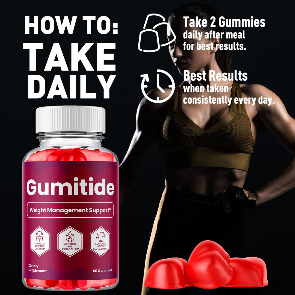 Gumitide Gummies, Gumitide Gummys with Natural Ingredients, Advanced Formula Gummy Supplement with Maximum Strength Health and Wellness Active Lifestyle Multivitamins for Women and Men (60 Gummies)
