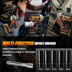 MAGSEN 1/2" Cordless Impact Wrench, 900Ft-lbs (1200N.m) Brushless High Torque Impact Gun,3800RPM,3 Variable Speeds,LED Light,2x4000mAh Battery, 5 Sockets,Electric Impact Gun for Car/Mower/Pickup