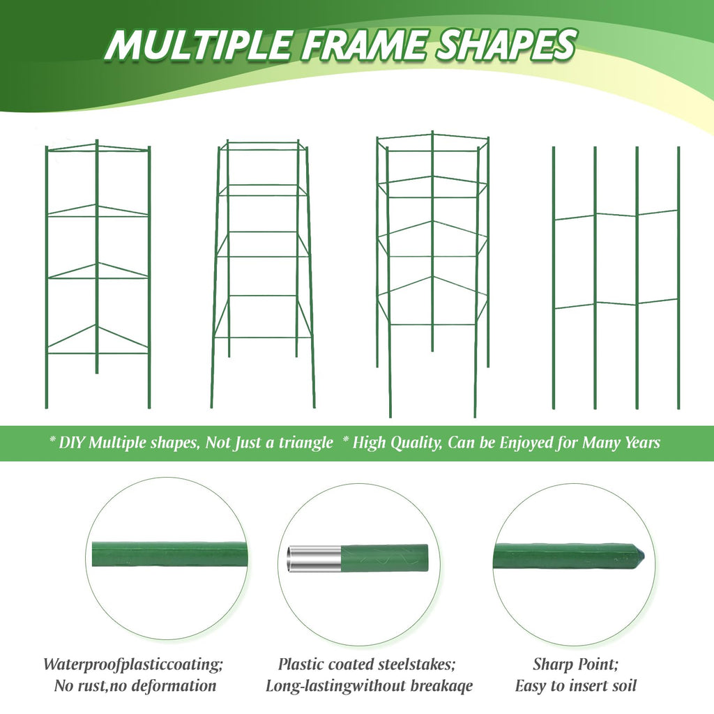 6 Pack Tomato Cage for Garden & Pots, Rust-Resistant Metal Plant Support