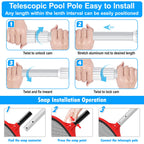 UPGRADED Pool Pole 15 Foot Telescopic Swimming Pool Poles,Telescopic Pool Cleaning Pole,Adjustable Professional Pole for Skimmer Net,Rake,Brush,Vacuum Head,Heavy Duty Aluminum Thicken 1.3mm Pole