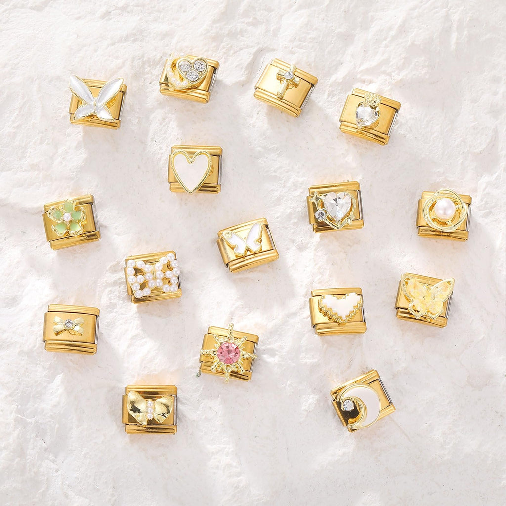 Italian Charms Bracelet Gold Sets with 1Pcs Starter Brascelet 20Pcs Charms