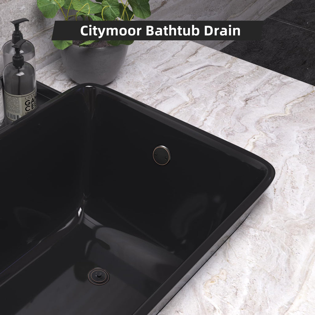 Oil Rubbed Bronze Tub Drain Trim Set Conversion Kit Assembly，All Brass Lift & Turn Bathtub Drain Replacement Trim Kit with Two-Hole Overflow Faceplate and Universal Fine/Coarse Thread