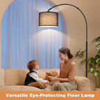 Ambimall Dimmable Arc Floor Lamp with Remote, Color Temperatures and Brightness Adjustable, Arched Floor Lamp with Rotating Head, Over Couch Arched Reading Light for Living Room (Black and Black)