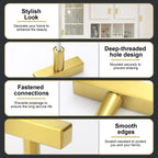 AEEKEL 30 Pack Brushed Brass Cabinet Knobs Single Hole Drawer Pulls, 2" Length Square Stainless Steel Kitchen Handles for Bedroom Bathroom Office