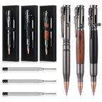 Crtiin 3 Sets Bolt Bullet Pens for Men, Wood Gray Black
