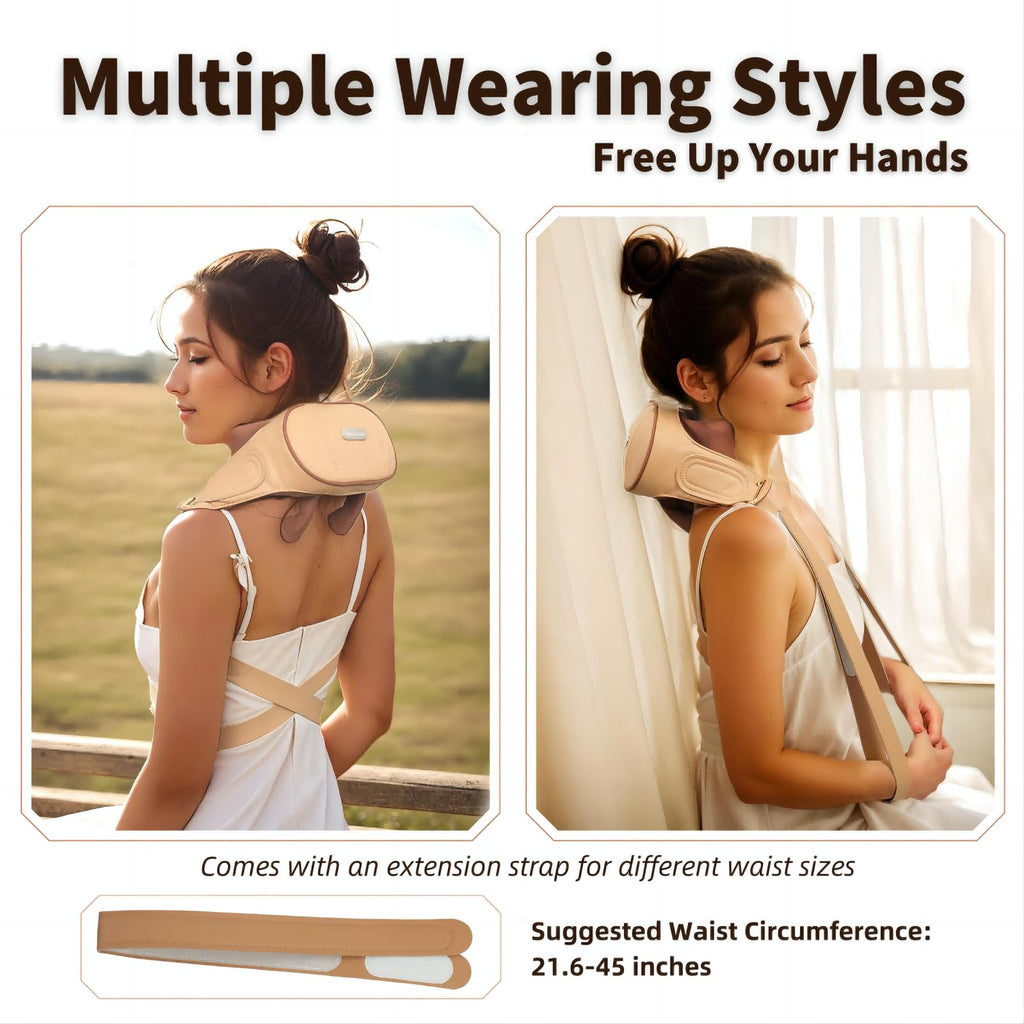 Homesnew Neck Massager for Pain Relief Deep Tissue, Shiatsu Neck and Shoulder Massager with Heat, Cordless 5D Wearable Kneading Neck Massage On the Go, Ideal Relaxation Gift for Women and Men
