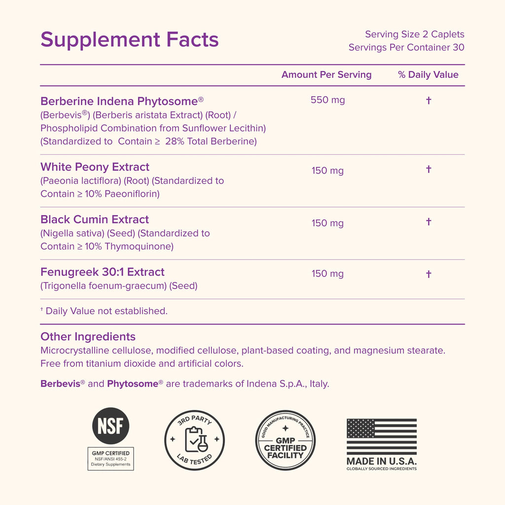 BariMelts OvaSync - Hormone Balance & Ovarian Support Supplement for Women - Clinically Studied Berberine Phytosome for Metabolic Support, Cycle Regularity & Ovarian Health - 60 Smooth-Coated Caplets