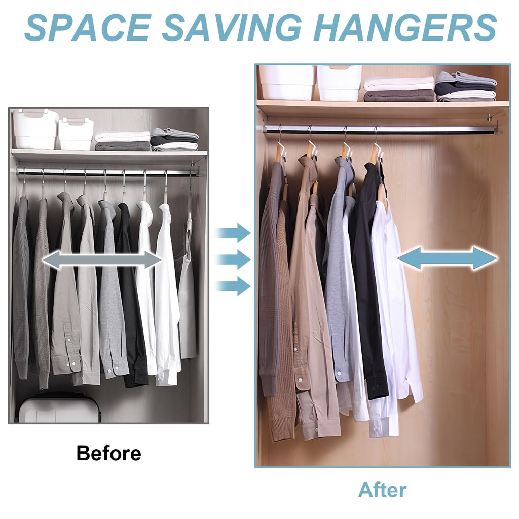 50 PCS Space Saving Hanger - Clothes Connector Hooks, Stacking Space Saver, Plastic Closet Organizers and Storage Extender for Heavy Duty Cascading Connection (White)