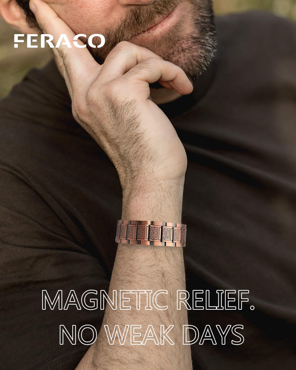 Feraco Copper Bracelet for Men Magnetic Therapy Bracelet Jewelry