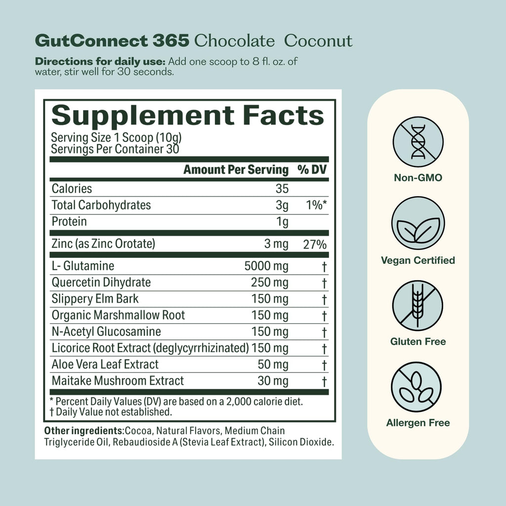 Nature M.D. GutConnect 365 – Chocolate Coconut |Gut Health SuperFood Powder | Vegan Certified | Allergen Free | Non-GMO | Soy Free | Made in the USA | 30 Servings