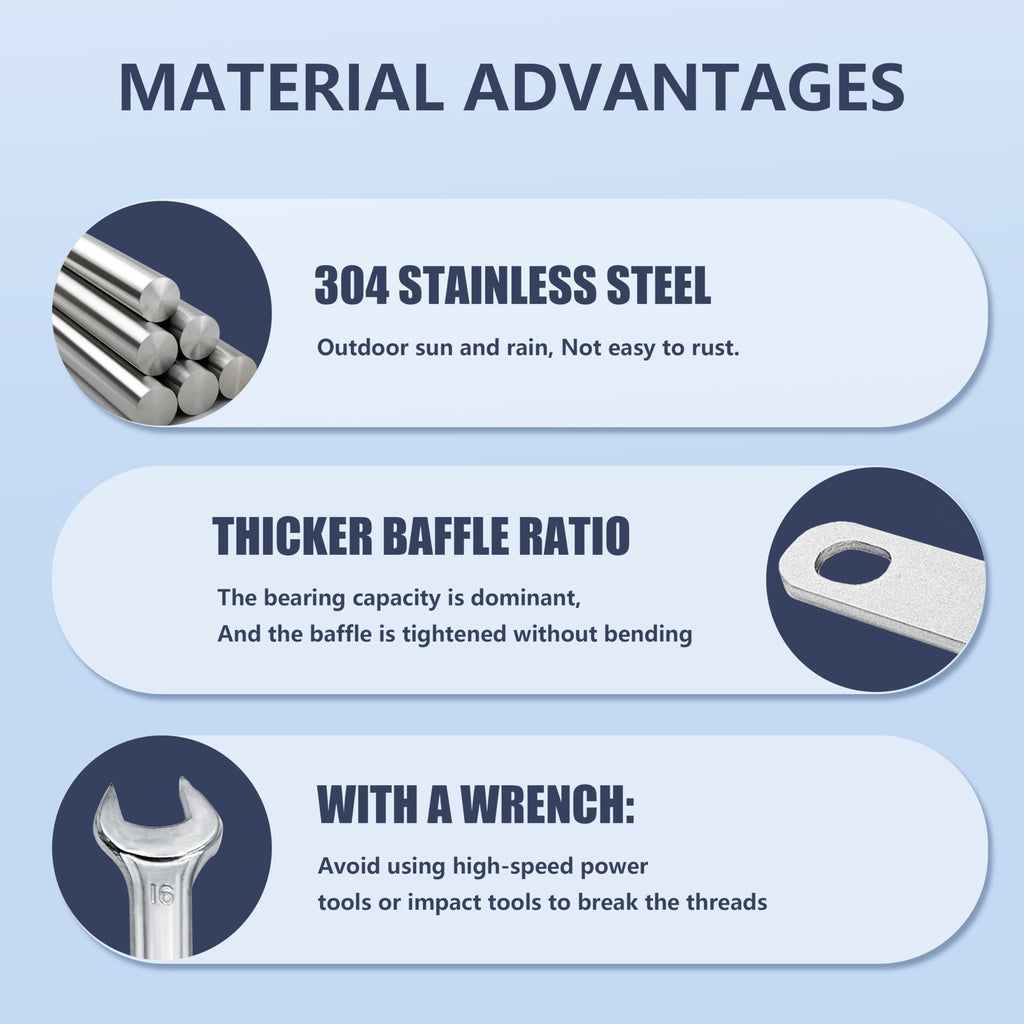 SRZTXU 8 Sets M8 U-Bolts,u-Bolts 2" (50mm) Wide,304 Stainless Steel u-Bolts,with Nuts,Bolt Plate and washers (8, M8 x 50mm x 100mm)