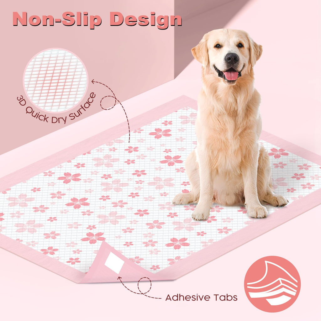 MIZOK Puppy Pads, 36"x36" Dolphin Print Dog Pee Pads Extra Large with Adhesive Tabs, Leak-Proof, 6-Layer Leak-Proof Super Absorbent, Quick-Dry Disposable (30 Count)