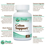 Peak Pure & Natural Colon Support - Colon Cleanse and Detox Supplement for Digestive Health - Gut Health Support with Inulin and Senna Leaf Extracts - with Fiber, Prebiotics, and Probiotics - 2 Pack