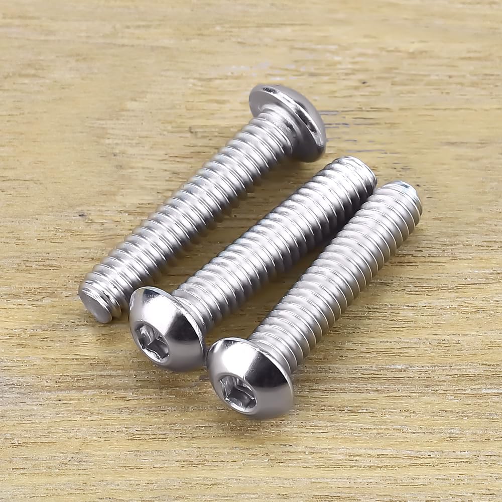 1/4-20 x 1-1/4" Button Head Socket Cap Bolts Screws, 304 Stainless Steel 18-8, Allen Hex Drive, Bright Finish, Fully Machine Thread, Pack of 100