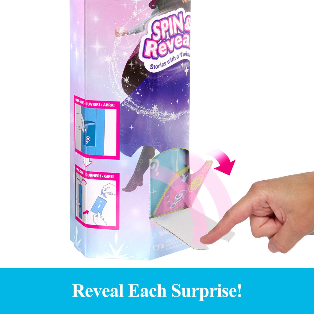 Mattel Disney Frozen Anna Fashion Doll Set, Spin & Reveal with 11 Surprises Including 5 Accessories, 5 Stickers & Play Scene, Inspired by Disney Movie