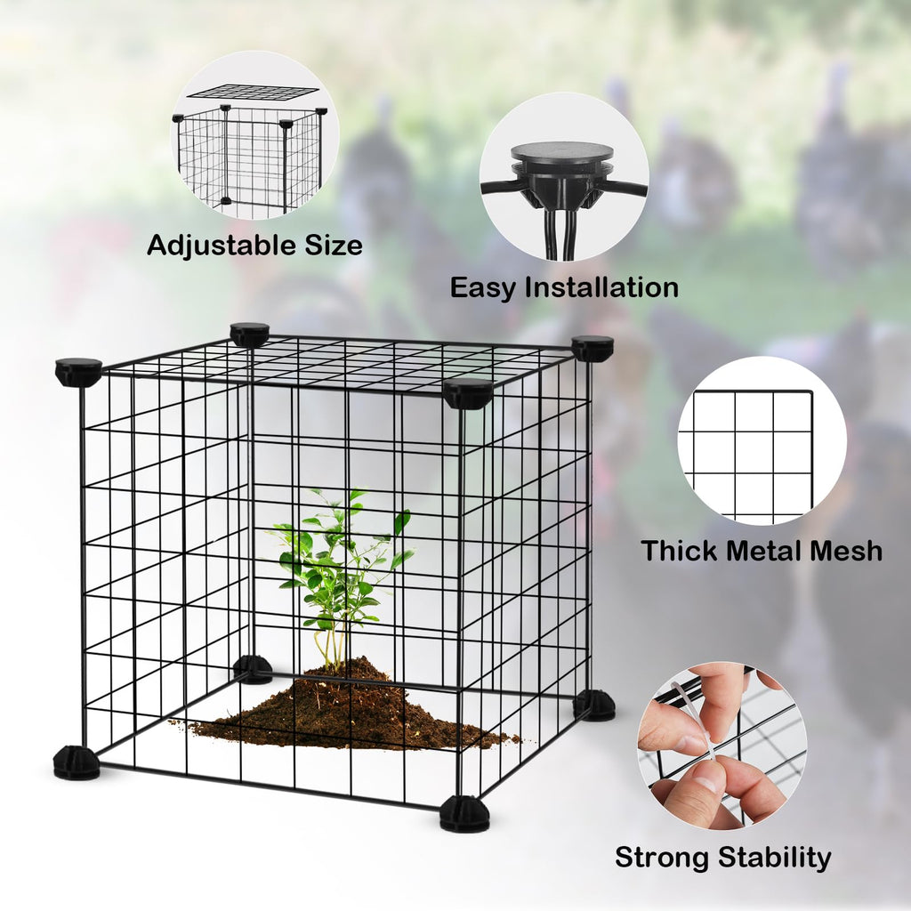 DYAUS 4 Packs Plant Protectors from Animals, Plant Cages for Outdoor Plants, 20Pcs 12"x12" Metal Plant Covers from Animals, Heavy Duty Chicken Wire Cloche, Garden Cloches to Keep Animals Out