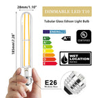 NOVELUX 7.3 Inch 3000K Warm White Edison Bulbs Equal 80 Watt, 800LM E26 Led Bulb 6W Dimmable, T10 T9 Long Tubular Clear Glass Light Bulbfor Vanity Pendant Chandeliers Wall Sconces - UL Cert 2Pack