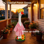 GasSaf 23" Large Porch Goose Garden Decor, Resin White Goose Statue Standing Independently, Vibrant Cygnus Figurine for Patio Balcony Lawn and Entryway Accent, Indoor and Outdoor Garden Sculpture