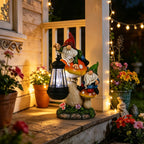 Gnome Garden Decor, Garden Gnomes Outdoor with Solar Lantern Lawn Ornaments