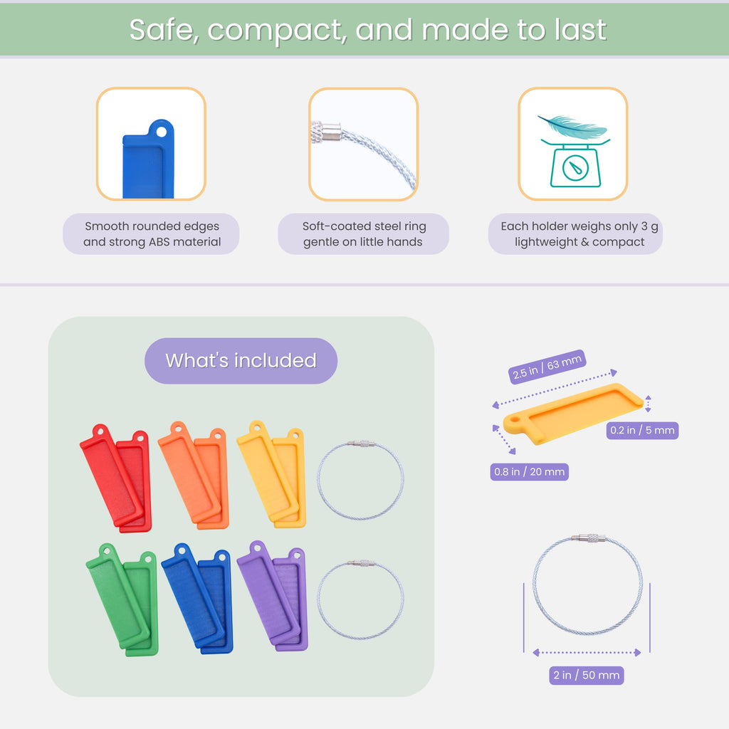 12 Pcs Card Holder for Yoto Cards with 2 Ring Loops, Reusable Portable Yoto Card Holder Ring Set, Kids Travel Carrier, Audio Story Card Storage Organizer, Accessories Compatible with Yoto Mini Player