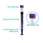 ONE-CARE ENFit Syringes 3ml with Mounted Cap, Sterile, 30/bx Blister-Packed Syringes