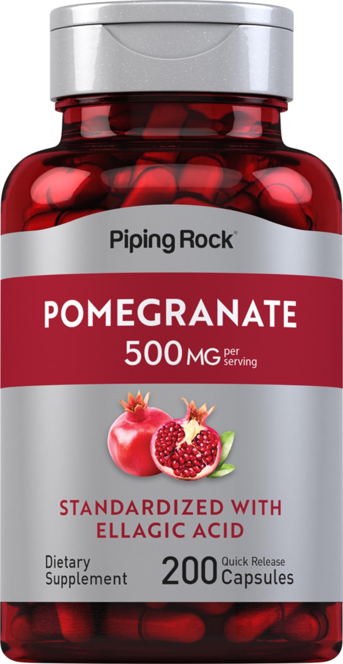 Piping Rock Pomegranate Extract Capsules | 500 mg | 200 Count