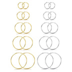 CASSIECA 10 Pairs Clip On Hoop Earrings for Women Fake Earrings Gold Silver