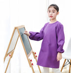 Lauthen.S Kids Art Smock, Toddler Painting Apron Long Sleeves with Pocket for Crafting Painting 2-12 Years(Purple,L)