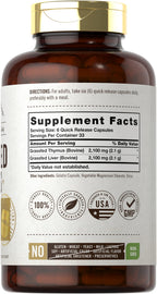 Carlyle Grass Fed Beef Thymus | 2100mg | 200 Capsules | Bovine Supplement | Pasture Raised, Non-GMO, Gluten Free | by Herbage Farmstead