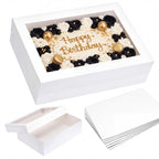 Moretoes 10pcs 14x10x4in Sheet Cake Boxes with Cake Board, White Rectangle Bakery Boxes with Window, for Quarter Sheet Cakes, Donuts, Cupcakes, Brownie&Pie For Graduation