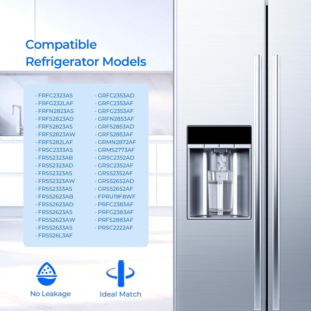 TEEHAY FPPWFU01 PurePour PWF-1 Water Filter Replacement, Compatible with Frigidaire FRFC2323AS, FRFN2823AS, FRFS2823AD, FRFS282LAF, FRSS2623AB, FRSS2623AW, FRSS2623AD, FRSS2623AS, FRSS2633AS, 2 Pack