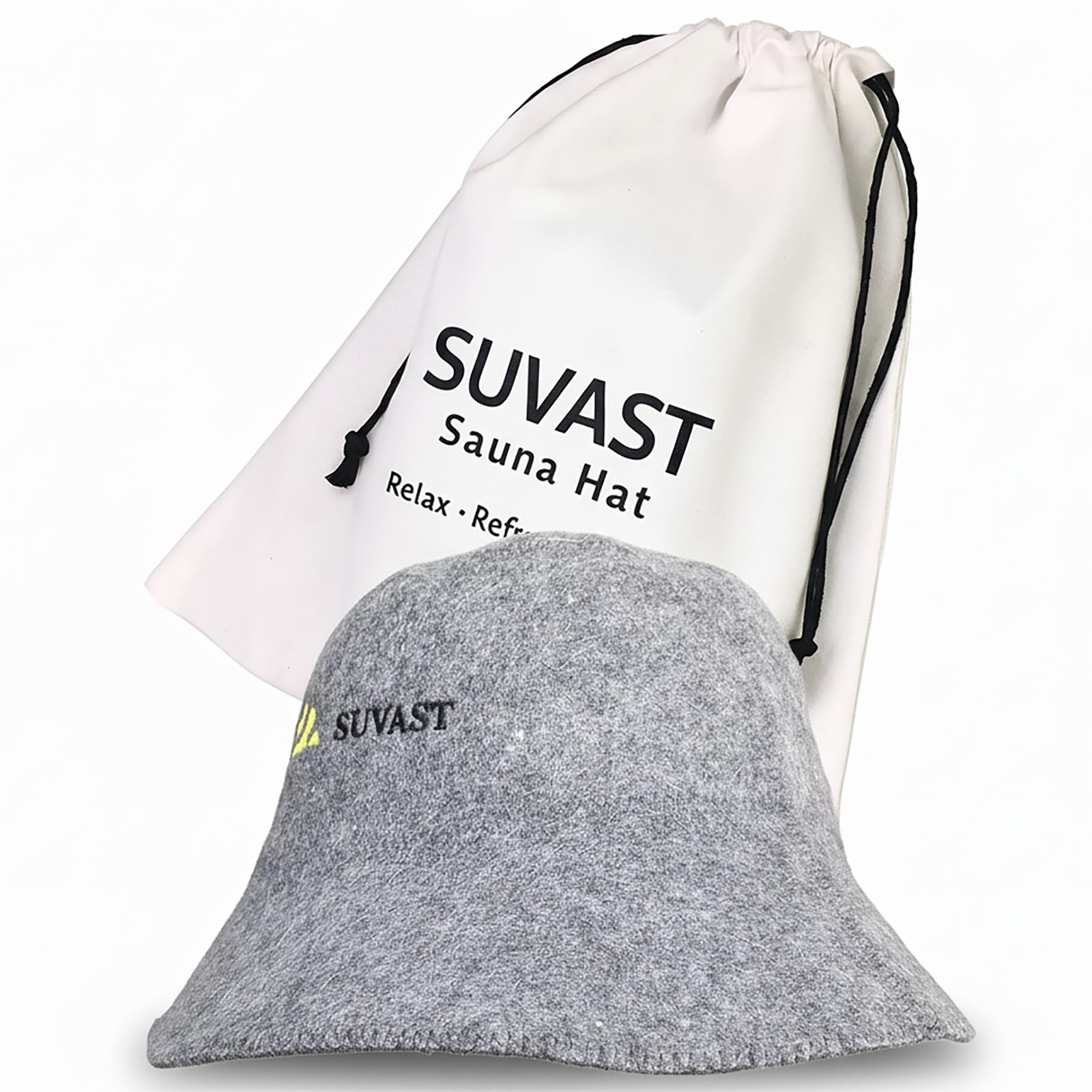 suvast 100% Wool Sauna Cap, Natural Felt Heat-Resistant Cap for Steam Room & Spa, Nordic Minimalist Design with Cotton Gift Bag, Sauna Accessories for Men & Women(US, Numeric, 0, Gray)