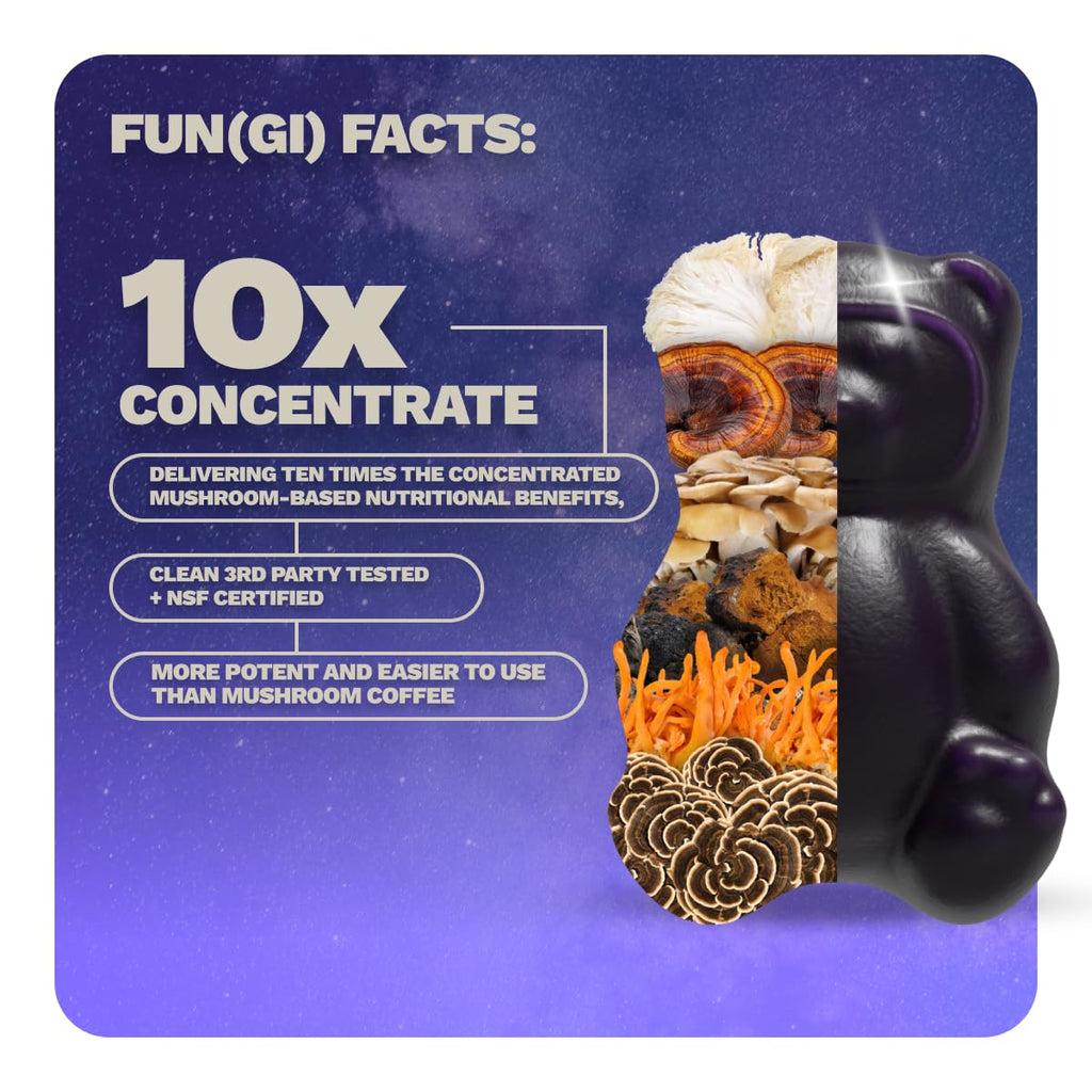 Nutrops Sugar-Free Lions Mane Mushroom Gummies for Adults, Functional Nootropics, Herbal Brain Supplement for Energy, Brain Health, Cognitive, Memory & Focus, Reishi, Chaga, Cordyceps - 28 Day Supply