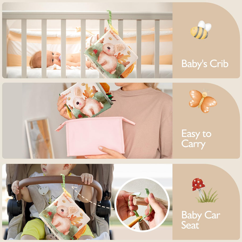 hahaland Baby Books 0-6 Months, Tummy Time Sensory Toys 6 to 12 Month Touch Feel Crinkle Book for Boys Girl 0 3 6 9 12 Month Travel Toys Christmas Birthday Gifts Stocking Stuffers