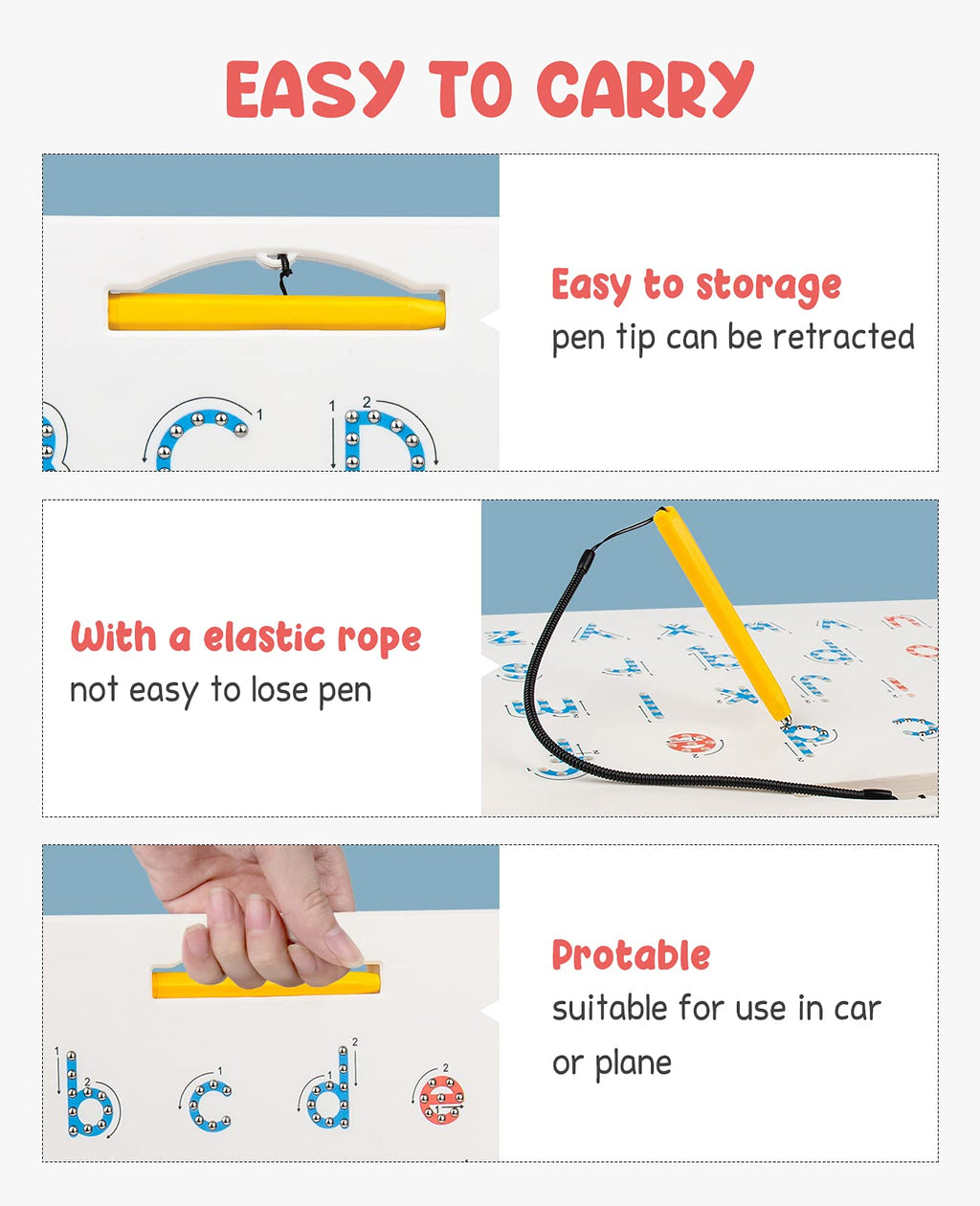 GAMENOTE Double Sided Magnetic Letter Board - 2 in 1 Alphabet Magnets Tracing Board for Toddlers ABC Letters Uppercase & Lowercase Practicing Learning Education Toys