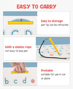 GAMENOTE Double Sided Magnetic Letter Board - 2 in 1 Alphabet Magnets Tracing Board for Toddlers ABC Letters Uppercase & Lowercase Practicing Learning Education Toys