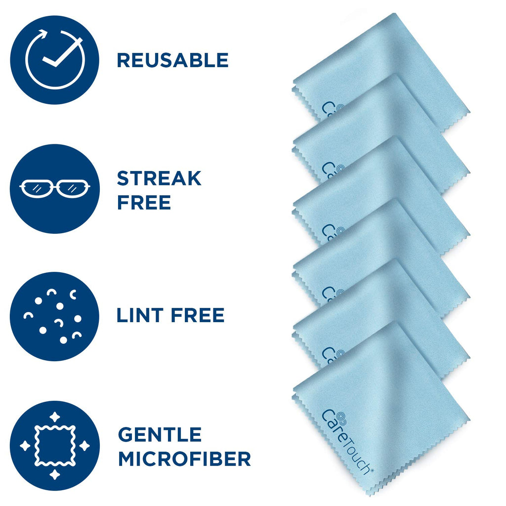 Care Touch Lens Cleaning Wipes with Microfiber Cloths - 200 Lens Wipes for Eyeglasses & 6 Microfiber Cloths - Glasses, Camera Lenses, Screens, Eye Glasses Cleaner for Cleaning Eyeglasses