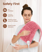 RENPHO Electric Heating pad for Back, Fathers Day Dad Gifts & Birthday Gifts for Women, Heating Pads for Neck and Shoulder, FSA Eligible HSA Store, Auto-Off, ETL Certified, Extra Large 12"x24" Pink