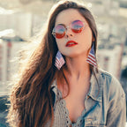 4th of July American Flag Dangle Earrings for Women Patriotic Jewelry