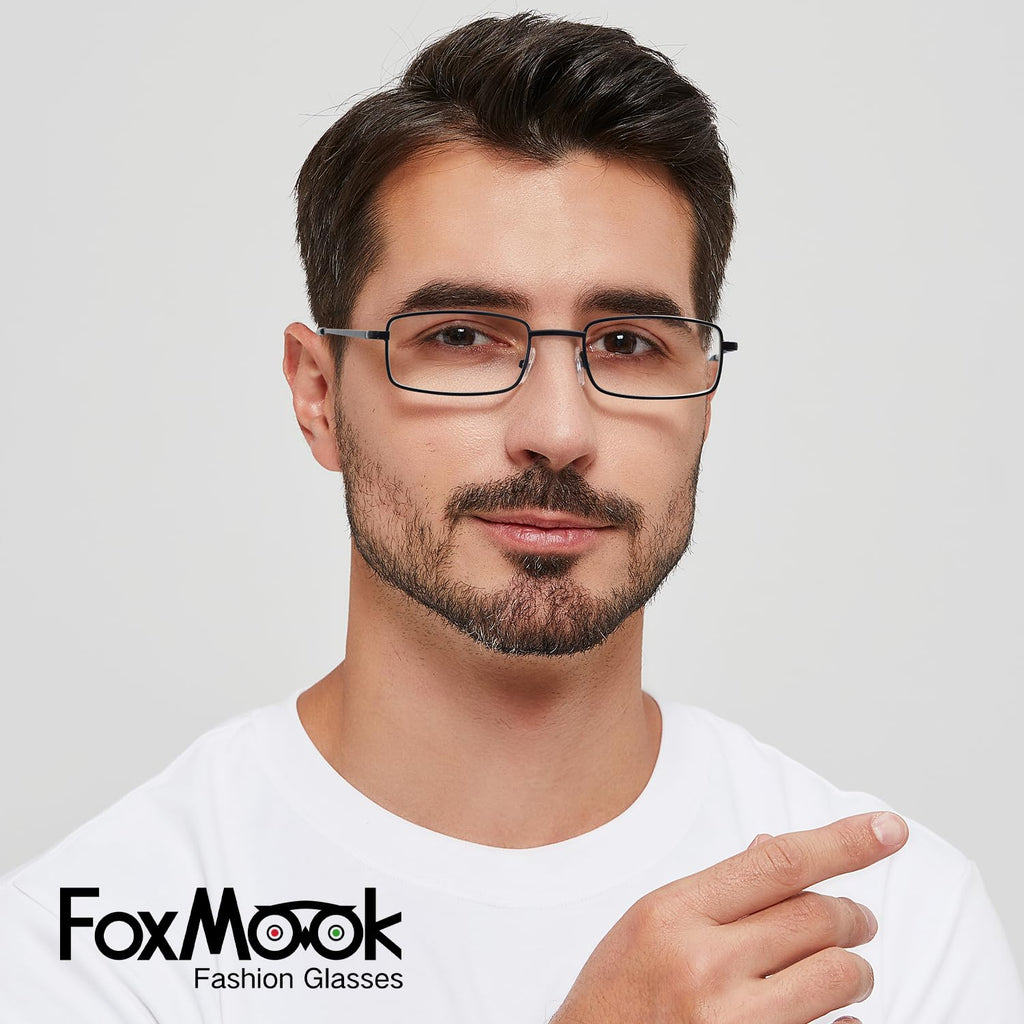 6-Pack Metal Reading Glasses for Men Women Spring Hinge Readers Clear Lens Non Yellow Coating, 3 Black 3 Gunmetal 2.0 x