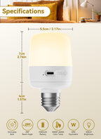Minetom E26 Rechargeable Light Bulbs with Remote and Timer, Battery Backup Bulb with 12 Colors and Brightness Dimmable, 2300mAh 40W Equivalent LED Light Bulbs for Lamps Sconces Camping, 2 Pack