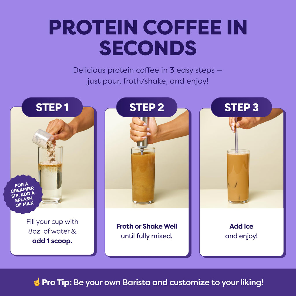 Javvy Protein Coffee for Cold Brew & Iced Coffee, Caramel Latte