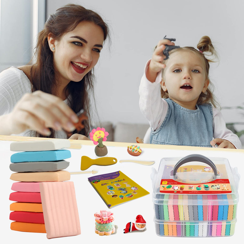 Aestd-ST Polymer Clay Kit 50 Colors, Oven Bake Modeling Clay for Kids