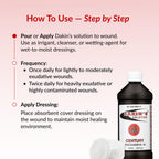 Dakin's Solution Half-Strength 0.25% Sodium Hypochlorite Wound Cleanser for Acute and Chronic Wounds, Antimicrobial No-Rinse Formula, Gentle on Skin, Safe for Home or Clinical Use, 16 oz