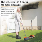 2-Pack is More economical,Upgraded Broom and Dustpan,with 52" Long Handle, Dustpan Teeth with self-Cleaning Function, Indoor and Outdoor Sweeping, Perfect for Home Office (Large Size/Orange /2-Pack)