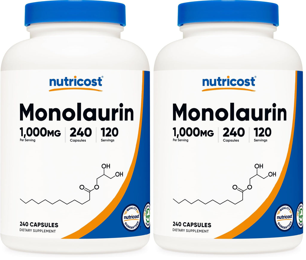 Nutricost Monolaurin 1000 mg (120 Servings, 240 Capsules) - Gluten-Free, Non GMO, Vegan (Pack of 2)